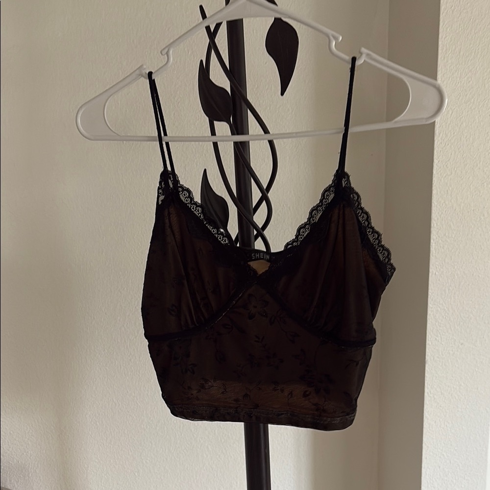 SHEIN Black Floral Lace Cami